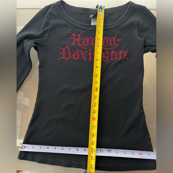 🏍️🔴Las Vegas Nevada Harley-Davidson Red Beaded Bling Black Long Sleeve Tee | M - Picture 12 of 17